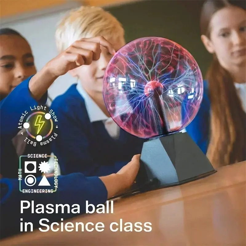 Yenilik hediyeler bilim sınıf araçları ses kontrolü plazma işık dokunmatik duyarlı elektrikli oyuncak 5 "plazma topu işık