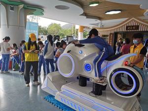 เครื่องเล่นสวนสนุกในร่มเครื่องเล่นจำลองการเล่นเกมอย่างบ้าคลั่งที่นั่ง9D <span class=keywords><strong>VR</strong></span> สำหรับนักขับมอเตอร์ไซค์จำลองการขับรถมอเตอร์ไซด์ - Product Image 5