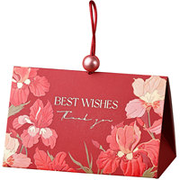 Boîte à bonbons de mariage rouge rose Tulip Printing avec poignée en perle