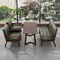 Ensemble table et chaises en bois massif pour négociations, banquette de réception