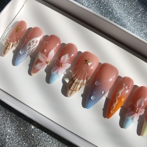 Nouveau Accessoire de Mode Long Gel Acrylique <span class=keywords><strong>Press</strong></span>-<span class=keywords><strong>on</strong></span> <span class=keywords><strong>Nails</strong></span> pour Femmes Prix Bas avec Stiletto Butterfly Pattern <span class=keywords><strong>Les</strong></span> Faux Cils Et Ongle - Product Image 1