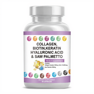 Cápsulas de Suplemento de Belleza Todo en Uno Synkonda <span class=keywords><strong>con</strong></span> Colágeno Vegano, Biotina, Saw Palmetto y Ácido Hialurónico para Cabello, Piel y Uñas, <span class=keywords><strong>Bloqueador</strong></span> de DHT, 90 Unidades - Product Image 5