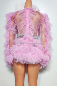 Atlantic Full Diamond Mesh Multi-Color Sexy Tight Fitting Robe à manches longues Party Nightclub Bar Performance Clothing - Product Image 2