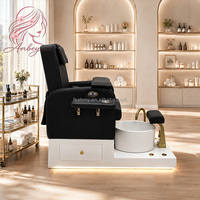 Chaise de pédicure de luxe moderne avec armoire de rangement, station de soin des pieds électrique pour salon de beauté et de manucure