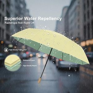 Parapluie pliant à 3 sections avec poignée en bois et protection UV, vente en gros de parapluies colorés avec colle UV provenant du fournisseur - Product Image 2