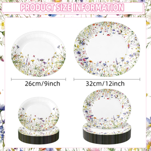 Assiette en papier ovale à motif floral, taille 12,5x10 pouces, pour baptême <span class=keywords><strong>de</strong></span> bébé, anniversaire, fête du thé et décoration <span class=keywords><strong>de</strong></span> fête <span class=keywords><strong>de</strong></span> jardin - Product Image 4