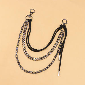 Cadena para Pantalones, Cuerda Negra con Cadena de Metal, Estilo Hip Hop, Cadena para la Cintura para Jeans, Accesorio de Moda - Product Image 6