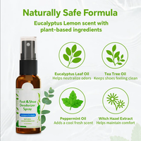 Kit de spray désodorisant pour chaussures à l'huile d'arbre à thé naturelle OEM, chaussettes multicolores pour baskets de sport, longue durée, logo personnalisé, marque privée 4oz+1oz