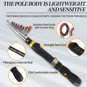 Kit de Caña de Pescar de Fibra de Vidrio de 2.1m de American Warehouse, 10 Secciones, Caña de Pescar Telescópica Giratoria y Combo de Carrete con Bolsa de Viaje - Product Image 6