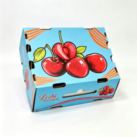 Caja de Cartón Corrugado para Cerezas con Impresión Personalizada, Caja con Base y Tapa para Frutas, Caja de Envío para Cerezas con Asa