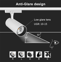 Projecteur sur rail de luxe 25W certifié CE/CB, CRI90 élevé, ultra anti-éblouissement, avec variateur DALI 4 fils et driver intégré pour COB