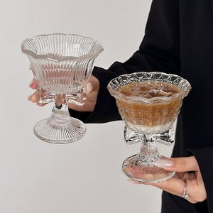 Verre <span class=keywords><strong>à</strong></span> pied 230 ml avec nœud papillon, gobelet gaufré pour crème glacée, dessert, gelée, champagne, cocktail, café – Vente en gros par carton - Product Image 6