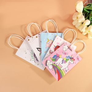 Hstyle <span class=keywords><strong>licorne</strong></span> fête faveur sacs pour filles anniversaire réutilisable fête cadeau sacs Kraft papier Goodie traiter sacs avec poignées HS1650 - Product Image 2