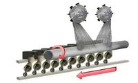 Machine de sablage à rouleaux pour tubes et tuyaux en acier, cylindres GPL, avec convoyeur à roues et abrasif