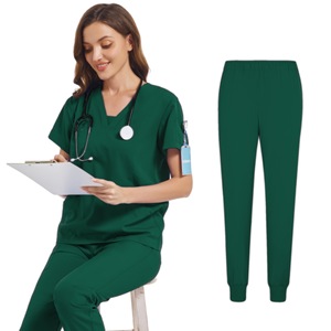 Women Scrub Set Blue V Neck Short Sleeve Top And Pants Moisture Wicking Hospital Uniform For Doctor Nurse Workwear - Product Image 5