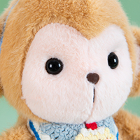 Boneka Monyet Lucu, Hewan Boneka Isi Kapas PP, Bib Bunga Rajut, Berbagai Ukuran, Hadiah untuk Anak-Anak