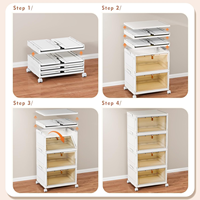 Boîtes de rangement pliables en plastique, conteneurs de rangement empilables avec roulettes, bacs de rangement pliables, organisateur pour le salon
