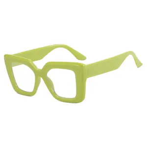 2024 nova armação grande anti luz azul, armação de óculos personalizada pode ser equipada com lentes planas quadradas para miopia