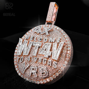 Pendentif personnalisé VVS Moissanite style Hip Hop avec nom, test diamant réussi, collier en argent 925 Iced Out, pendentif lettre, bijoux fins pour homme - Product Image 1