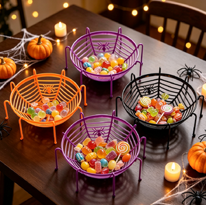 Plateau de présentation en plastique durable en forme d'<span class=keywords><strong>araignée</strong></span> multicolore pour la maison, les fêtes, la collecte de bonbons ou comme panier à bonbons toile d'<span class=keywords><strong>araignée</strong></span> pour Halloween - Product Image 6