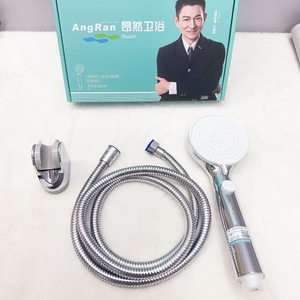 Juego de ducha de mano AngRan 803, cabezal de ducha redondo de cobre con pulverizador tipo lluvia, fácil de instalar, con manguera y soporte - Product Image 1