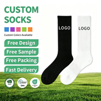 Chaussettes de sport côtelées unisexes en coton de couleur unie avec logo personnalisé OEM ODM Calcetines Por Mayor