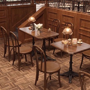 Cama moderna Retro americana Desayuno Té de la leche Restaurante occidental Postre Panadería Taberna Tienda Mesas de café de madera maciza Cafeterías - Product Image 3