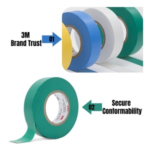 Cinta Aislante Eléctrica de Vinilo PVC 3M <span class=keywords><strong>Temflex</strong></span> 160, 18 mm x 20 m x 0,15 mm, Adhesivo de Goma de una Cara para Uso General - Product Image 4