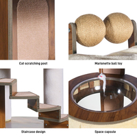 Arbre à gratter moderne pour chat, premium, en sisal 100% naturel, avec hamacs transparents en bois, tour pour chat avec poteaux à gratter