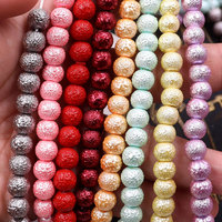 HX Stock de perles en vrac 8mm perle de coton froissée perle de verre bricolage perles faites à la main