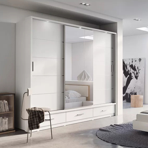 Armoire de chambre moderne en MDF avec portes coulissantes et penderie à pantalons – Meuble idéal pour appartement - Product Image 4