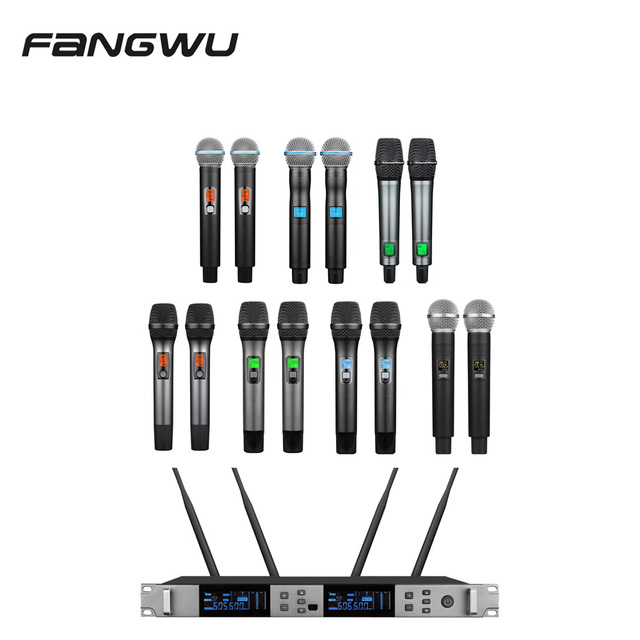 High Quality 2 Handheld UHF 100m True Diversity Wireless Microphone System