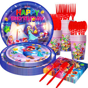 Ensemble de vaisselle jetable sur le thème du jeu Cartoon Galaxy pour fête d'anniversaire, assiettes en papier, décorations de fête pour enfants - Product Image 4
