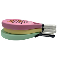 Raquette de padel PATSSPORT série Macaron, haute qualité, entièrement en fibre de carbone avec finition mate et noyau souple en EVA, forme ronde