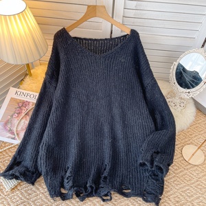 Blouse longue rétro en maille ajourée, <span class=keywords><strong>col</strong></span> en <span class=keywords><strong>V</strong></span>, ample, pour <span class=keywords><strong>femme</strong></span>, protection solaire - Product Image 5