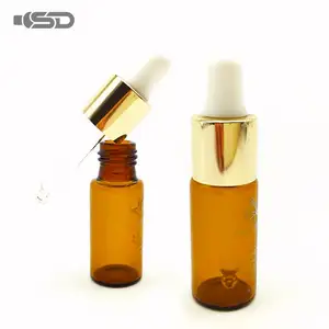 Frasco de vidro conta-gotas para cosméticos fornecedores de frascos de essência de soro âmbar personalizados de 5ml para cosméticos
