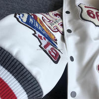 Veste bomber en laine vintage décontractée hip-hop pour homme avec broderies chenille personnalisées, imperméable et respirante pour l'hiver