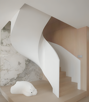 VIKO Escaliers incurvés en bois de haute qualité pour intérieur, de style blanc pur, très vendus