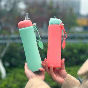 OUYADA 맞춤 로고 친환경 휴대용 접이식 어린이 헬스 스포츠 스퀴즈 여행용 접이식 실리콘 물병 - Product Image 1