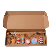 Ensemble de jouets interactifs pour chat : baguette en bois avec têtes interchangeables, plumes et corde en papier