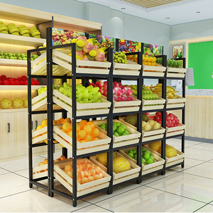 Freshfruitsandvegets Khung Sắt Siêu Thị Kệ Đứng Hiển Thị Gỗ Trái Cây Hiển Thị Giá - Product Image 2