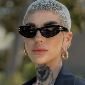 Lunettes de soleil triangulaires œil de chat, protection UV400, style haut de gamme pour femmes, mode européenne et américaine, célébrité d'Internet, nouveauté 2025 - Product Image 3