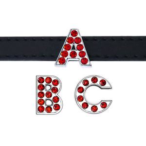 Lettres de l'alphabet en strass de couleur rouge de 8mm, breloques coulissantes en cristal, accessoires de bricolage, bijoux, collier et bracelet pour animaux de compagnie, vente en gros - Product Image 2