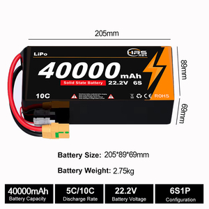 Özelleştirilebilir Tasarımlar Yüksek Enerji Yoğunluklu Yarı Katı Hal 14S 51.8V 40Ah 40000mAh 10C 350Wh/kg Evtol Ağır Yük Taşıyan Drone İçin - Product Image 5