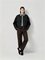 Veste d'hiver pour femme en 20 % cachemire et 80 % laine mérinos australienne, col en jean amovible, plastron court, vêtement d'extérieur haut de gamme