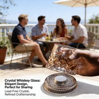 Lüks 9oz Şeffaf Kristal Elmas Tasarımlı Ağır Tabanlı Bar İçecekleri 360 Derece Dönen Kristal Viski Bardağı Scotch, Bourbon ve Kokteyl için