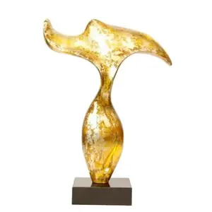 Escultura em aço inoxidável de Troféu de vidro de arte personalizada soprada à mão decorativa de boa qualidade