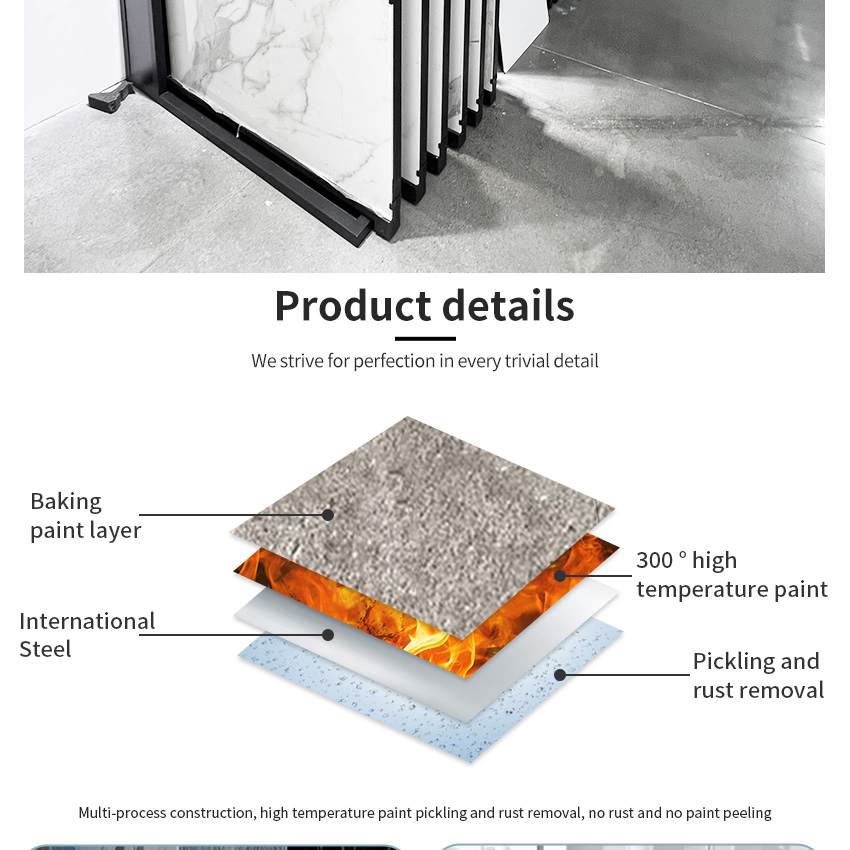 Slab Shelf Sample Rack Custom Pull-out Floor Tile Display Stand Tsianfan Sliding Marble Granite Display Showroom Sintered Stone