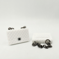 Mini sac matelassé à chaîne, modèle de sac à main de luxe simulé, accessoire de scène pour maison de poupée, ornement de bureau tendance, matériau artisanal DIY en PVC