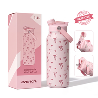 Bouteille d'eau isotherme sous vide personnalisable avec logo, 900 ml et 1100 ml, en acier inoxydable 304 à double paroi, avec couvercle à paille, vente en gros